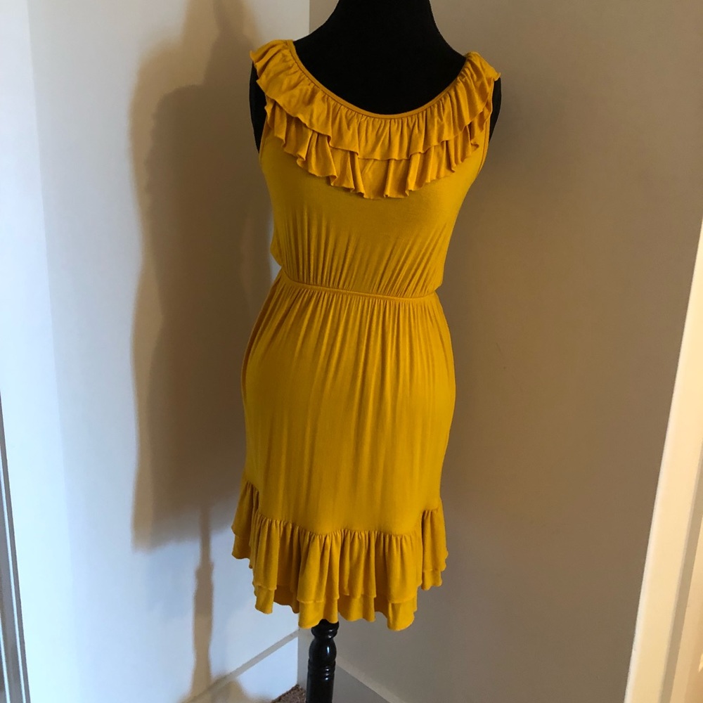 Ruffle Mustard Yellow Dress